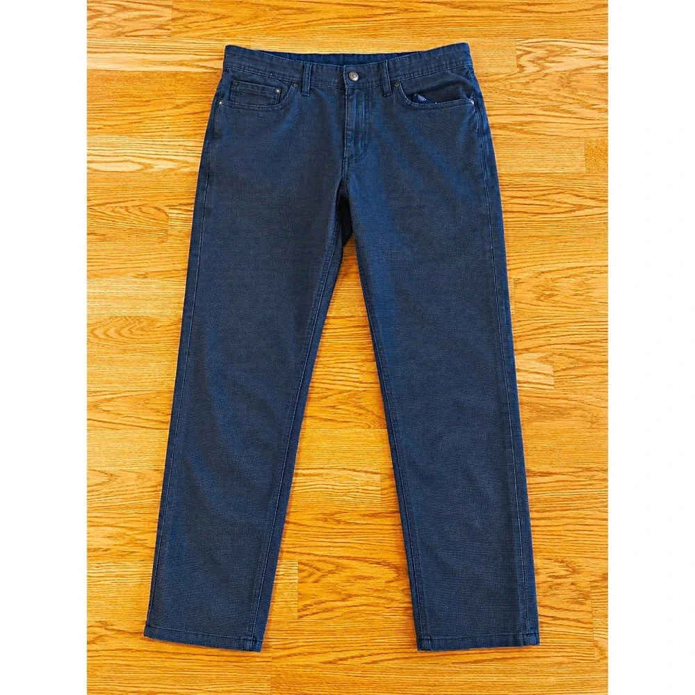 English Laundry 5 Pocket Pants Mens 36x32 Navy Blue Textured Stretch Flex EUC